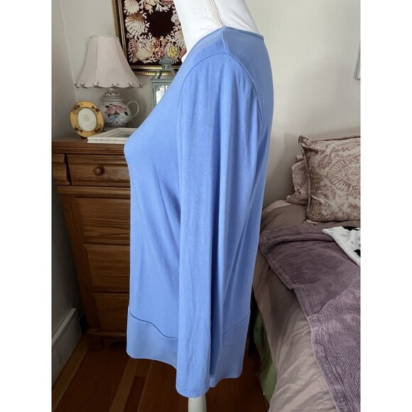 Chico's Women's Tunic Size 1 Blue Round Neck Stretch 3/4 Roll Up Sleeve Top - Picture 4 of 7